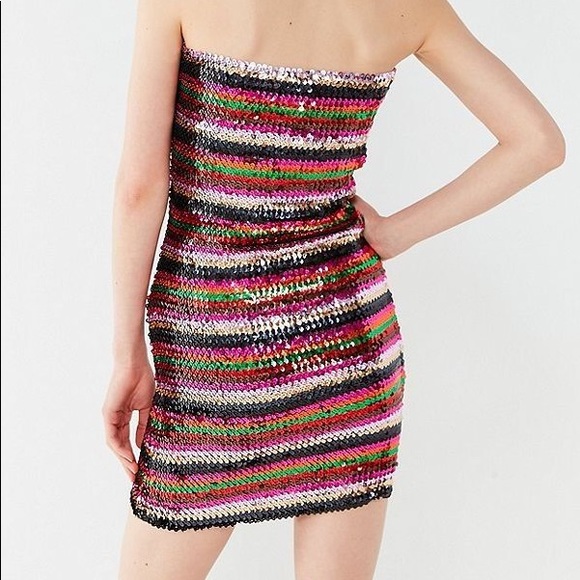 UO Rainbow Stripped Sequin Mini Dress - Picture 6 of 8